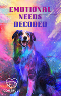 Colorful book cover with a dog and 'Emotional Needs Decoded' text, featuring the Dogsrule logo.