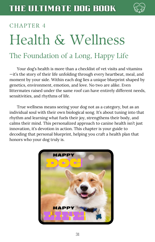 Page from a book titled 'The Ultimate Dog Book' focusing on health and wellness.